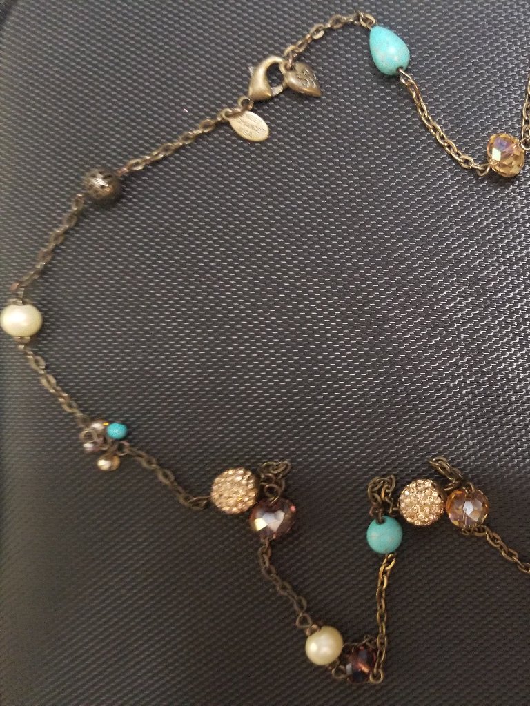 Htf: [S]Weet [R]Omance Usa Real-Turquoise; Pearl; Glass Beaded-Strand Necklace